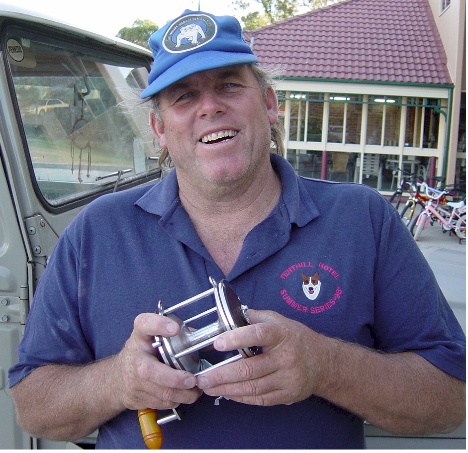 Steve Mackie and his reel Steve Mackie Pro Fisherman and his reel